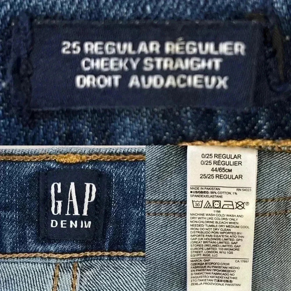 GAP Cheeky Straight Jeans High Rise Mariner Medium Indigo Blue Size  25 - Picture 10 of 15